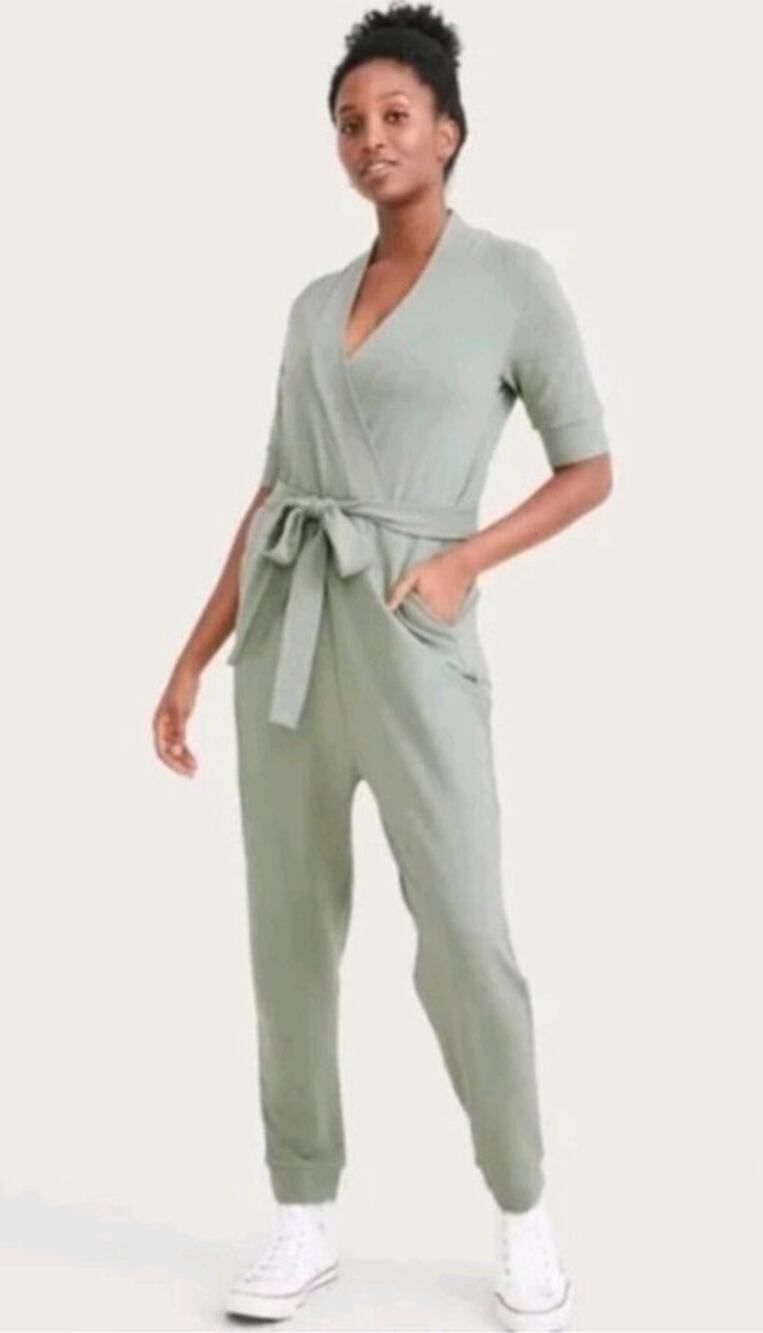 Hatch Maternity size 0 Nurse To Errands Jumpsuit pale green Tencel stretch knit